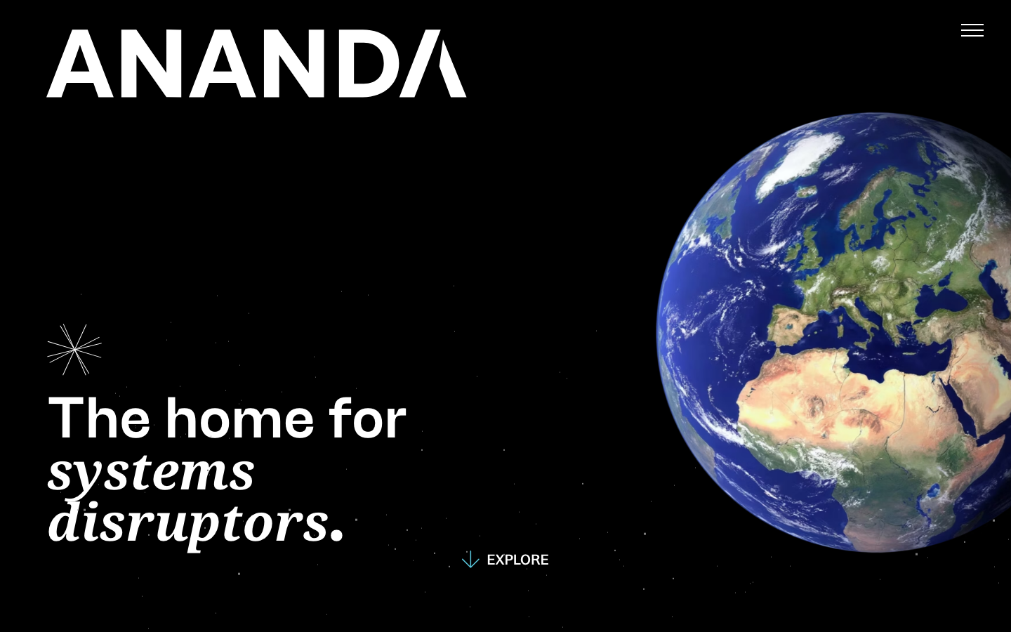 Ananda website homepage